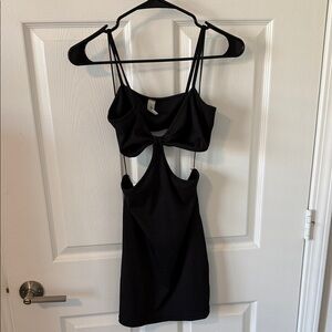 Black Cutout Ribbed Mini Dress